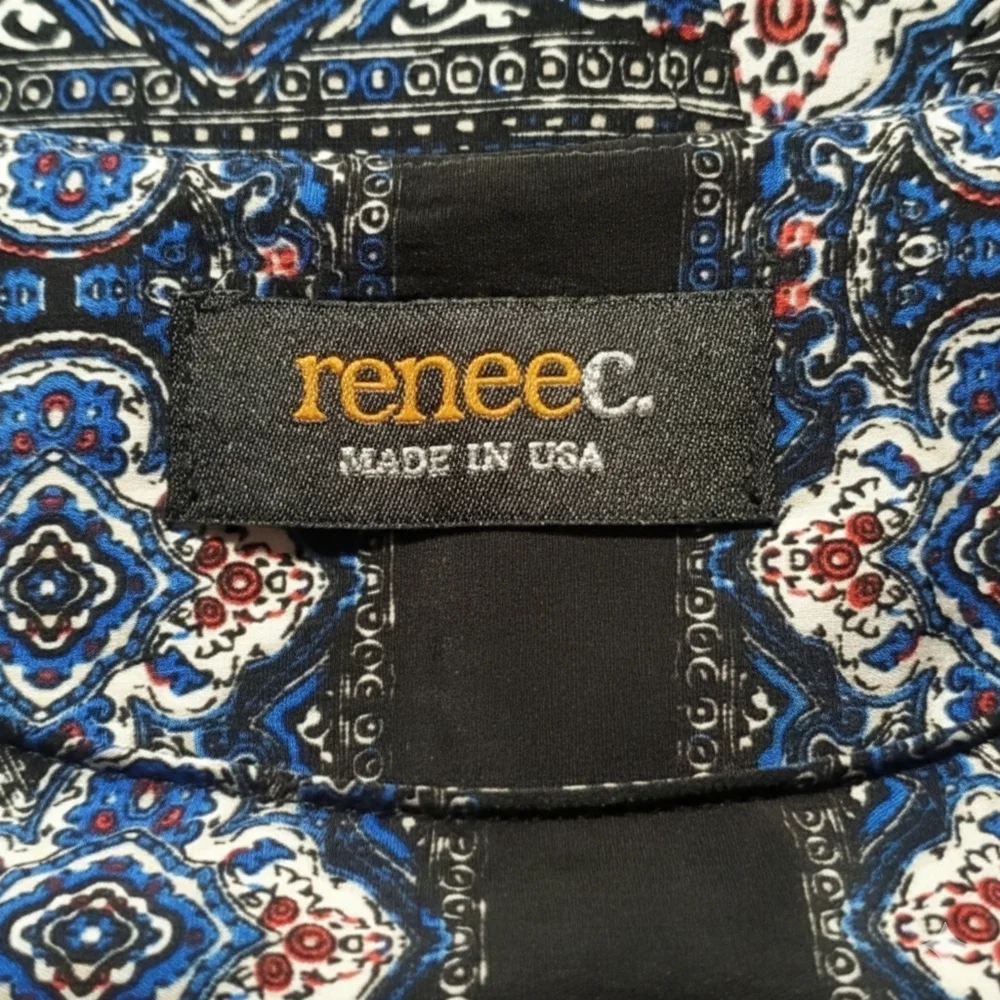 ReneeC. Size L Cami Top Blouse Sleeveless Tank Handkerchief Mandala Boho Blue
